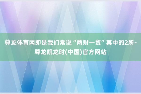 尊龙体育网即是我们常说“两财一贸”其中的2所-尊龙凯龙时(中国)官方网站